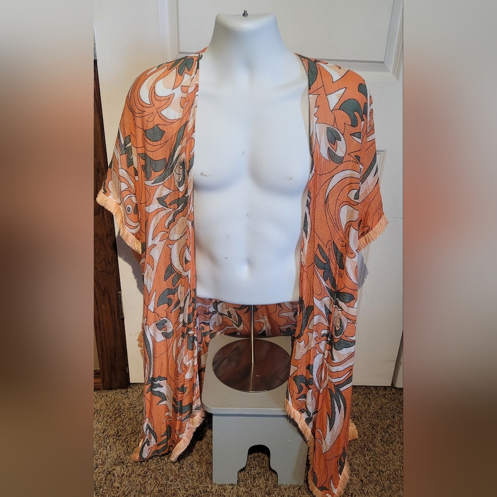 Kori Orange Floral Print Lightweight Layer